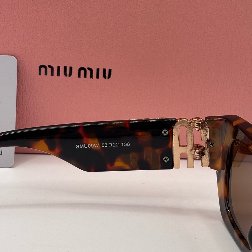 Miu Miu Tortoiseshell Rectangular Sunglasses With… - image 5